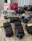 Lot Of 26 Digital film Cameras Flashes Canon Nikon Fuji For Parts repair Only