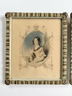 Pair Of Antique Victorian Ladies   Dog Prints Engravings Ornate Frames 11 5x13 5