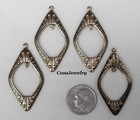  3426 Antiqued Brass Window Drop W top   Inner Hang Rings - 4 Pcs