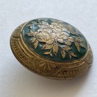Very Nice Metal Brass Art Nouveau Jungenstil Button 0 96    Floral Green Enamel