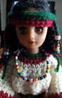 Vintage 14  Indian Native American Princess Doll With Crocheted Beaded Dress
