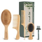 5 Pack Bamboo Hair Brush Set - Eco-friendly Detangling Combs For Hair Growth