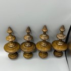 4 Vintage Antique Decorative Wooden Finial Mouldings Furniture Toppers Oak Set