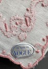 Vintage Lady Heritage White Linen Hanky Handmade Madeira Pink Initial A