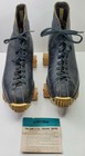 Vtg Pat 1914 Chicago Gil Ash Men Black Leather Wood Wheel Roller Skates Sz 6