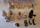 Lot Of Single Doll Shoes Various Sizes eras Antique To Vintage modern