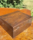 Antique Oak Wood Box Storage Chest Dovetail Hinged Lid Jewelry Primitive 10 X 9