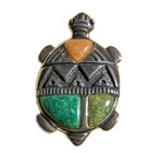  Sterling Silver Turquoise Turtle Brooch   Pendant Carolyn Pollock Lot Of  2 