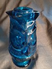 Vintage Blue Viking Glass Owl Fairy Lamp Chipped Please Read