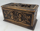 Antique French Jewelry Box 19th Century Woodwork Sculpture