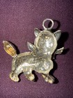 925 Sterling  Silver Vintage Cat Pendant  Etched And Carved Detailed