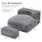  Big Bean Bag Chairs With Ottoman Large Bean Bag Chair For Adults Plush Grey