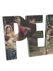 Decoupage Peace Wall Art  Mantle Wood Cut Out Mary  Joseph  Baby Jesus  Angels