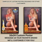 Sexy Pinup Girl Custom Alcohol Poster Any Beer Whiskey Tequila Vodka Brand   277