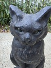 Antique Cast Iron Cat Andirons Fireplace Pair With Regular Marble Eyes Glows