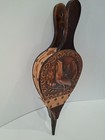 Vintage 18 5  Long  Faux  Brown Leather Grouse Themed Working Fireplace Bellows
