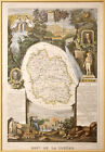 C  1852 Antique Levasseur Map - Lozere  France - Hand Colored Engraving