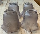 Antique Set Of 4 Lavender Glass Light Shade Lamp   Ceiling Fan Sun Burst Pattern