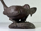 Vtg Southwestern Quail Bird Sculpture W Cactus   Flower Desert Wild Life Vtg