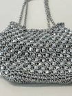 Vtg 1960s Bobbie Jerome Handbag Small Silver Woven Beaded Textured Evening Purse