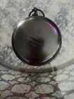 Open Face Pocket Watch Black Metal Case White Dial Roman Numerals 12-hour