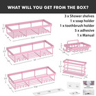 Adhesive Shower Caddy Organizer Shelves Rack - 5 Pack Corner Bathroom Storage Or