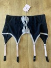 Agent Provocateur Suspender Belt Black Pink Embroidered Garter Wide Medium Nwt