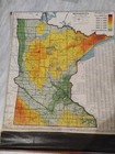 Rare Old A  J  Nystrom Canvas Pull Down Minnesota Classroom Map 40 X 53 No Date 