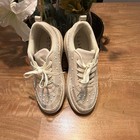 Nicole Miller Men s Beige Leather Low-top Lace-up Sneakers W  Pearl Studs