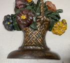 Antique Cast Iron Flower Basket Doorstop Hubley 1920 s All Original