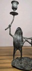 Vintage Spi Brass Dancing Frogs Candle Holder Verdigris Lily Pad Candelabra 11 
