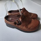 Klogs Shoes Women Size 6 5 Brown Leather Buckle Clog Slip Resistant Work Comfort