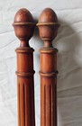 Vintage Pair Fluted Solid Mahogany Columns Posts Pillars W  Finials 23 1 4  High