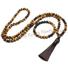 Tiger Eye black Onyx Gems Tibet Buddhist 108 Prayer Beads Mala Necklace Bracelet