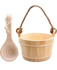 Kakunm Sauna Wooden Bucket   Ladle Set     5 L Finnish Pine With Plastic Liner