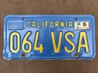 1980s California License Plate Pair   Set   064 Vsa  - Yellow On Blue