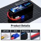 2xzeee 6s Lipo Battery 7000mah 22 2v 100c Ec5 For Rc Car Truck Tank Racing Hobby