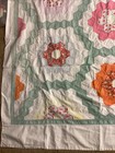 Vtg Hand Stitched Grandmother   s Flower Garden Patchwork Summer Quilt 72    X 81   