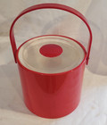 Vintage 1970s Mid Century Modern Georges Briard Red Vinyl Acrylic Ice Bucket