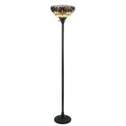 Tiffany Style Victorian Design Stained Glass Torchiere Floor Lamp
