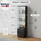 Lockable Curio Display Cabinet With Glass Door 65  Lighted Curio Cabinet With 3