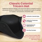 Youth Child Boys Black Colonial Pirate Tricorn Tri-corner Buccaneer Costume Hat