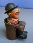 Antique Anri Hand-carved Wood Figural Cork Bottle Stopper Sitting In Chair