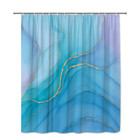 Elegant Blue And Gold Shower Curtain For Bathroom Decor