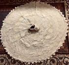 Christmas Tree Skirt Beige Crochet Poinsettia Flower Design Linen Back- Vng 48   