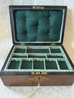 Antique Relined   Refurbished Work Jewellery Sewing Box With Marquetry