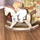 Vintage 1983 Enesco Bisque Porcelain Christmas Rocking Horse Little Boy E-0651