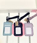 Victoria   s Secret Pink Id Card Holder Wallet Lanyard Black Script Vs  New 