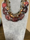 Four Layers Multi Color Lucite And Glass Bead Necklace Earring Set