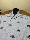Adidas Pullover Hoodie Sweatshirt Men   s 2xl Gray Black All Over Print Spellout